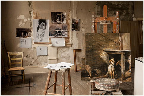 Wyeth’s studio arranged as it was left before he passed away